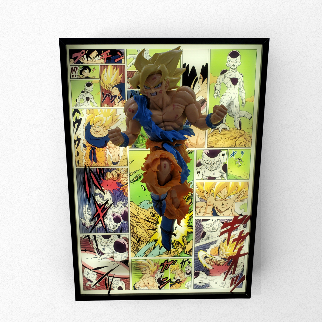 Cuadro Dragon Ball + Figura 3D de Goku