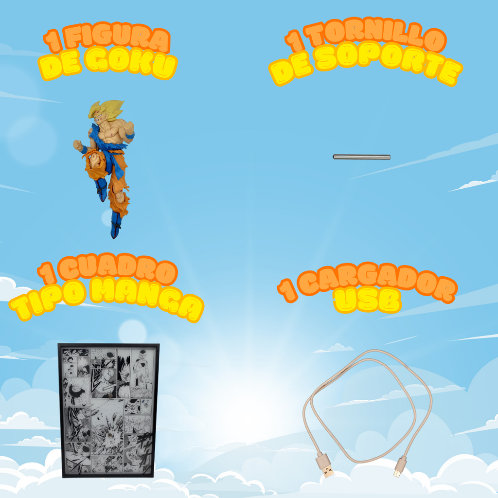 Cuadro Dragon Ball + Figura 3D de Goku