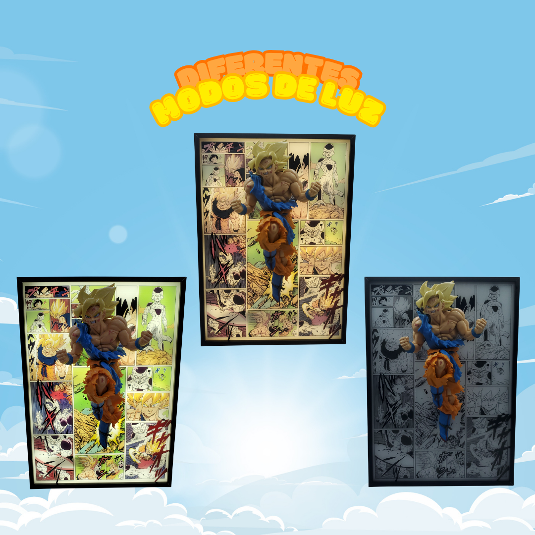 Cuadro Dragon Ball + Figura 3D de Goku